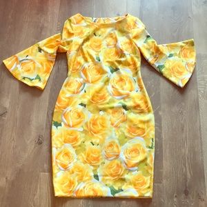 Calvin Klein yellow flowery dress